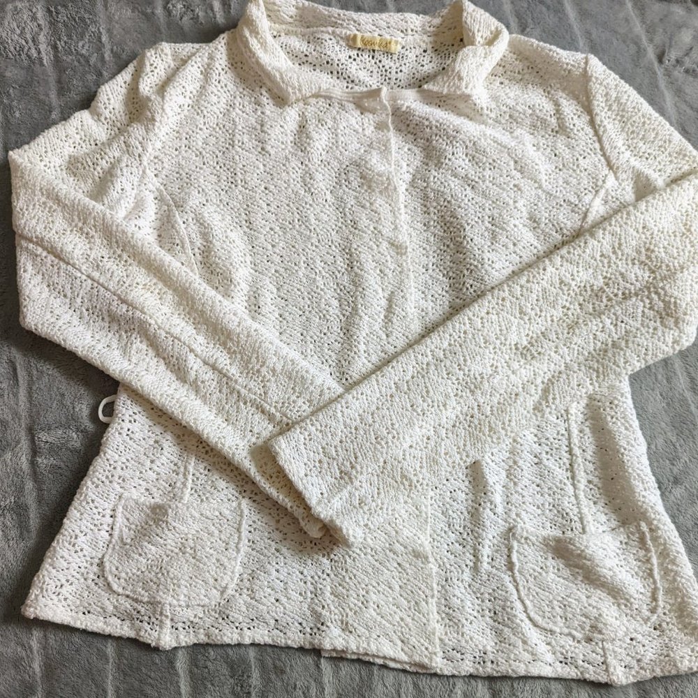 Koshmika Knit White Cardigan Sz M